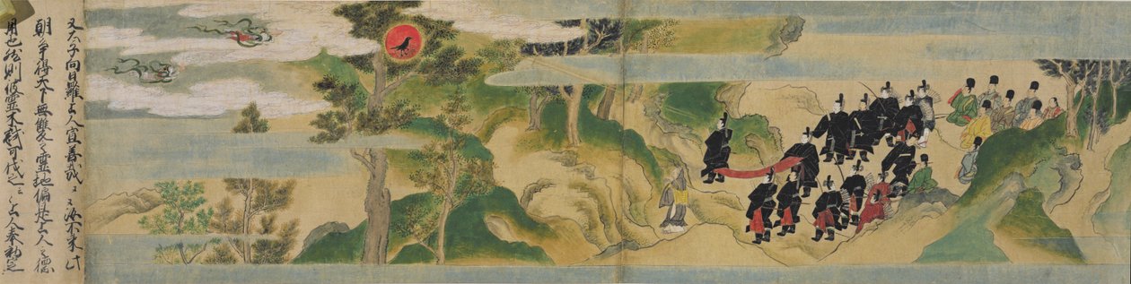 室町寺建立的历史，室町时代，c.1495（墨水，颜色和金在纸上） 作者 土佐光吉