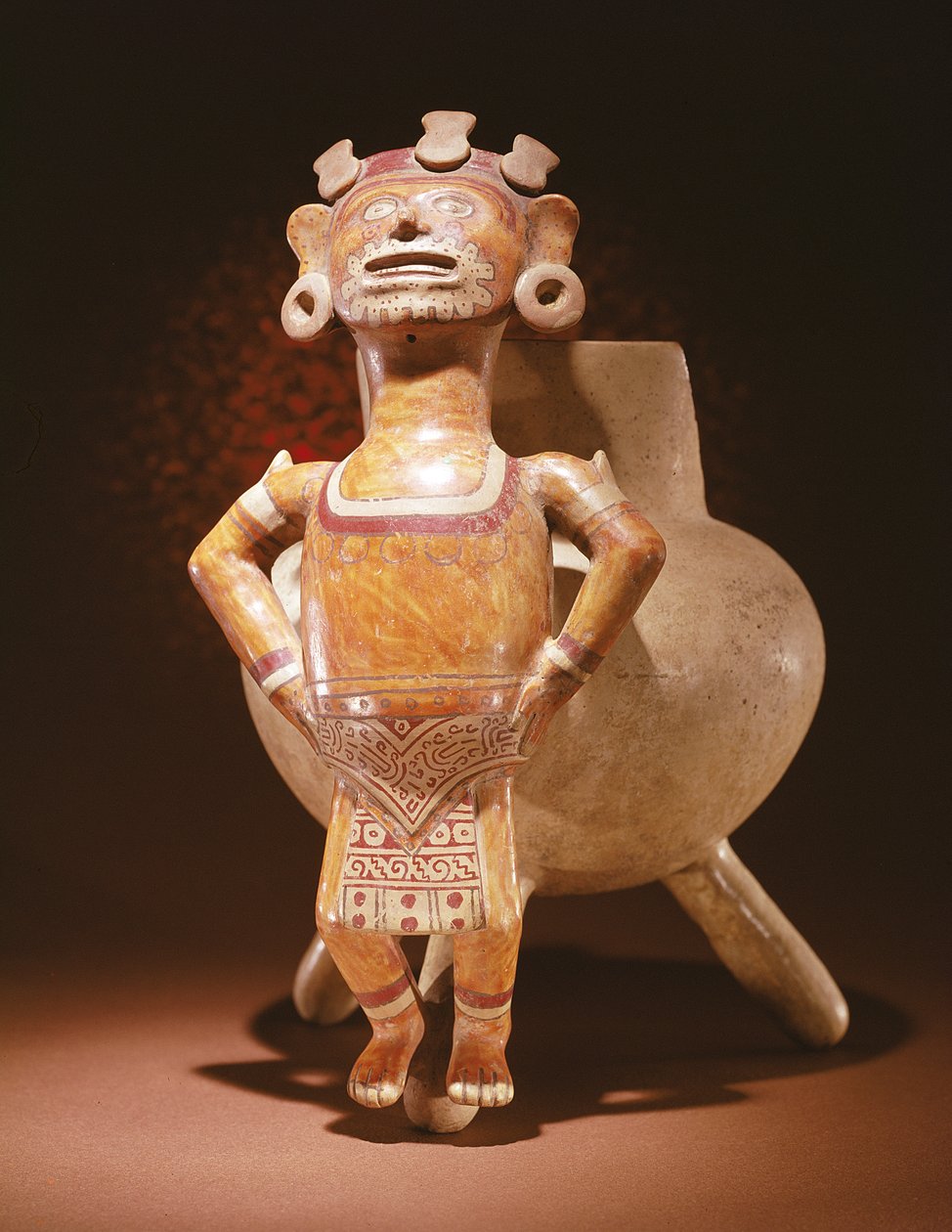 来自瓦哈卡（瓦哈卡）Miahuatlan的三脚架花瓶 作者 Mixtec