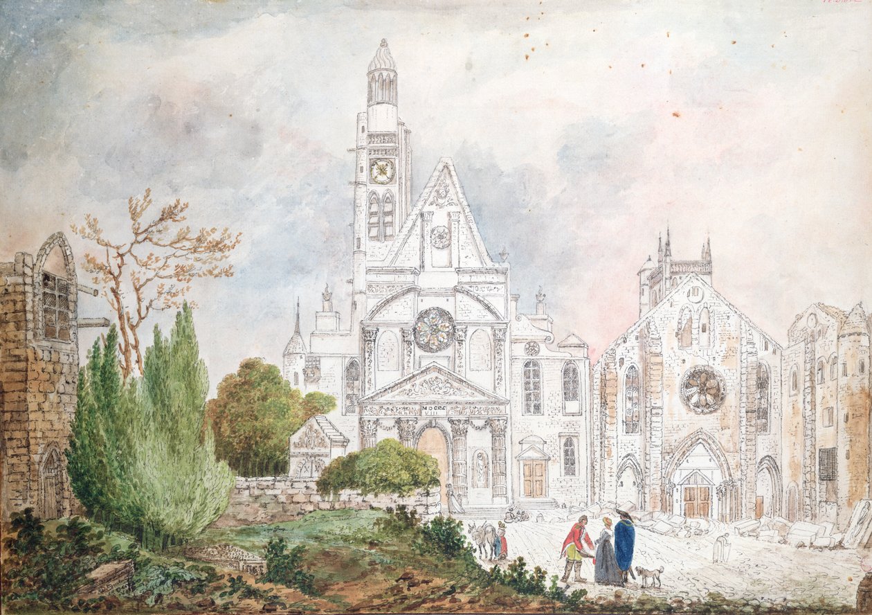 1807年Saint-Genevieve和Saint-Etienne-du-Mont老教堂的正面（wc在纸上） 作者 杜莎朵夫人