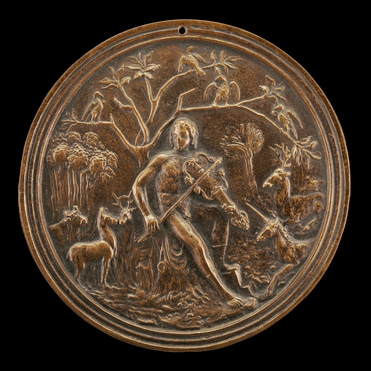 Orpheus Charming the Beasts of the Fields, 15世纪末-16世纪初。 作者 Moderno
