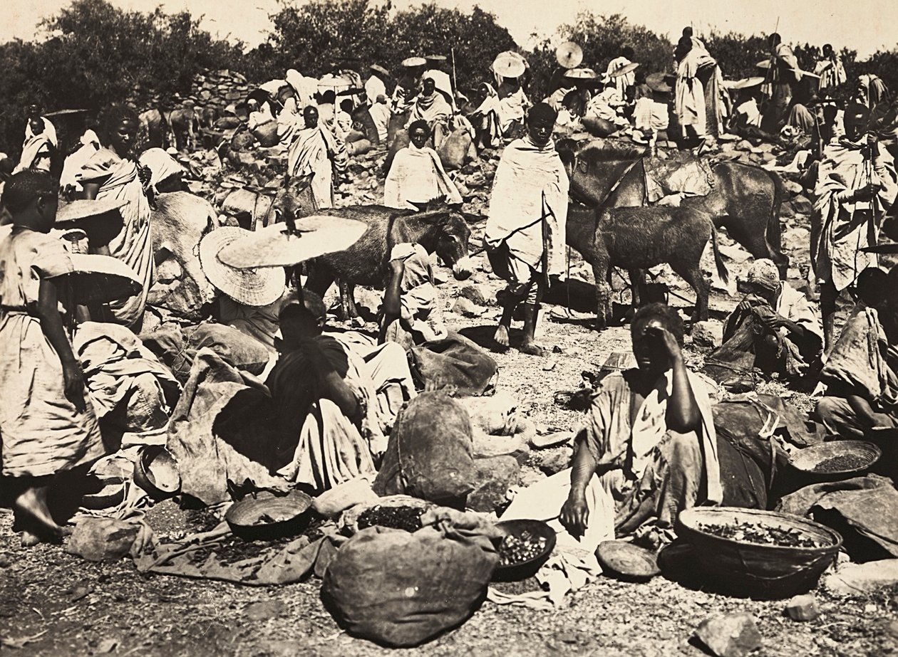在法西斯时代建立一个帝国。阿比西尼亚市场，1936年5月9日（黑白照片）。 作者 莫迪斯蒂诺·巴尔迪内蒂
