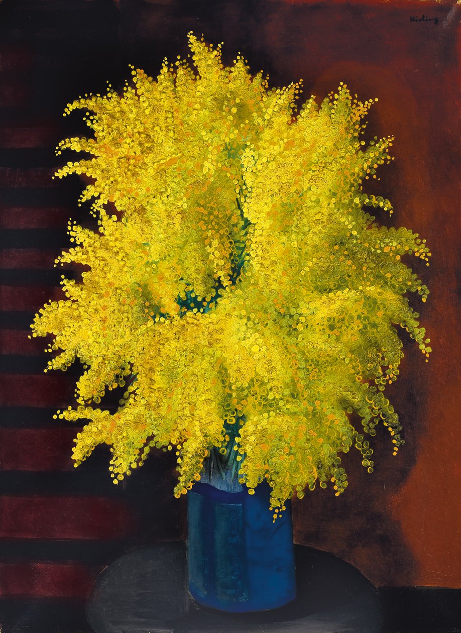 含羞草花束》，约 1930 年（布面油画） 作者 莫伊斯·基斯林