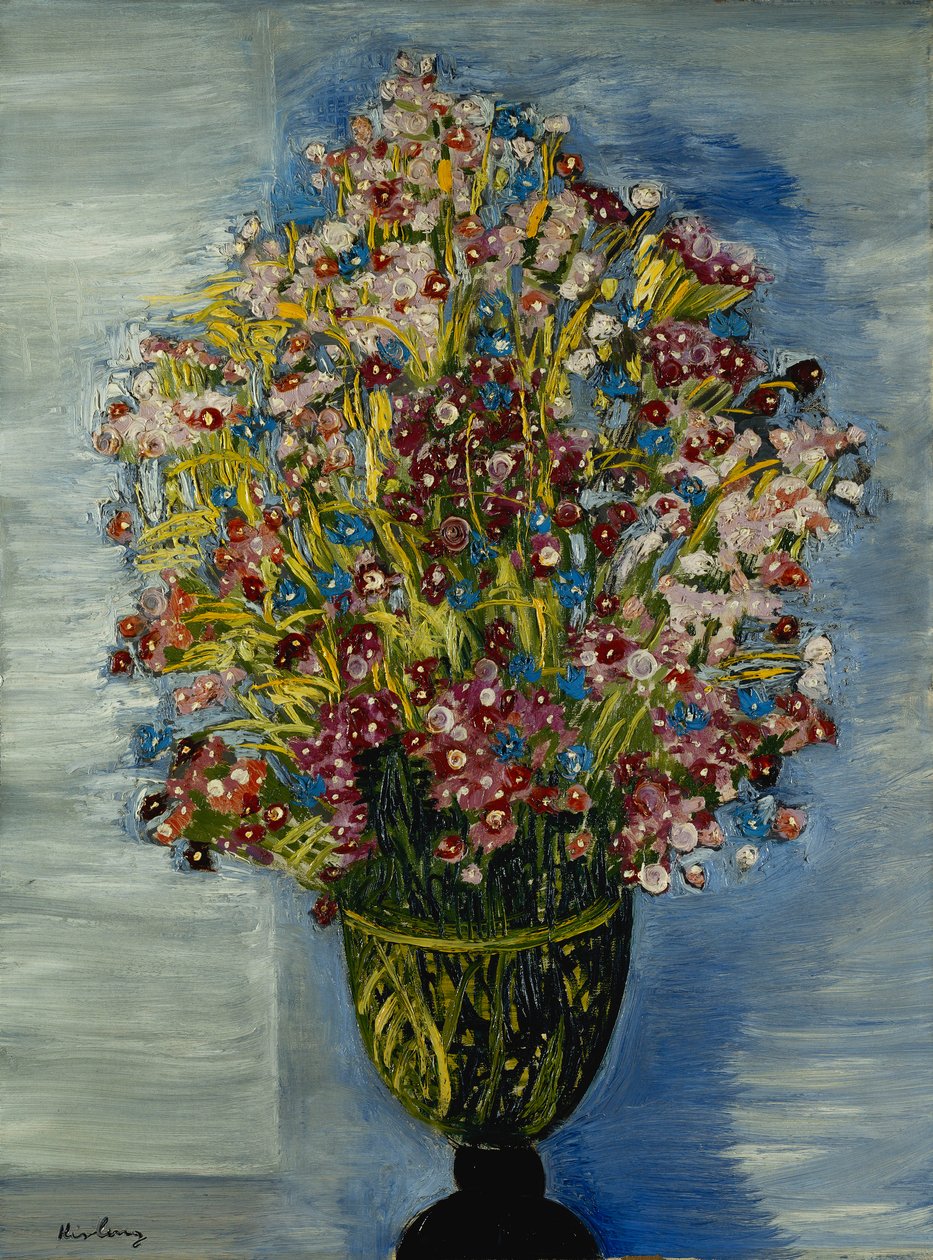 绿花瓶中的花朵；Fleurs dans un Vase Vert 作者 莫伊斯·基斯林
