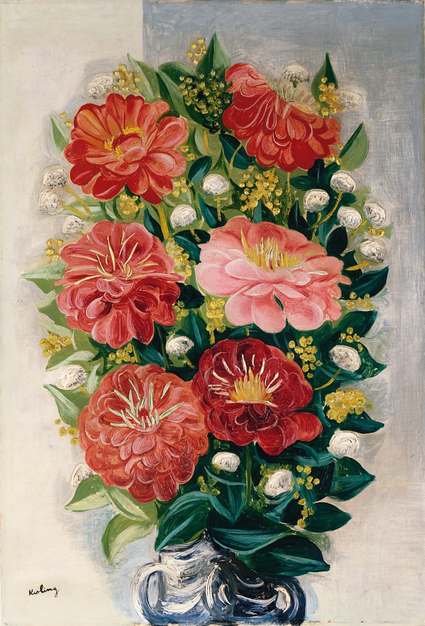 花瓶中的花（布面油画） 作者 莫伊斯·基斯林