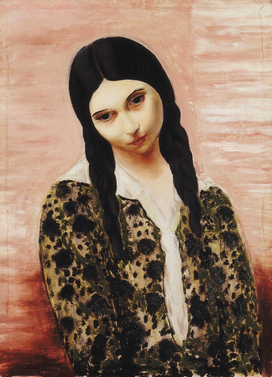 坐在垫子上的女孩; Jeune Fille assis aix Nattes 作者 莫伊斯·基斯林