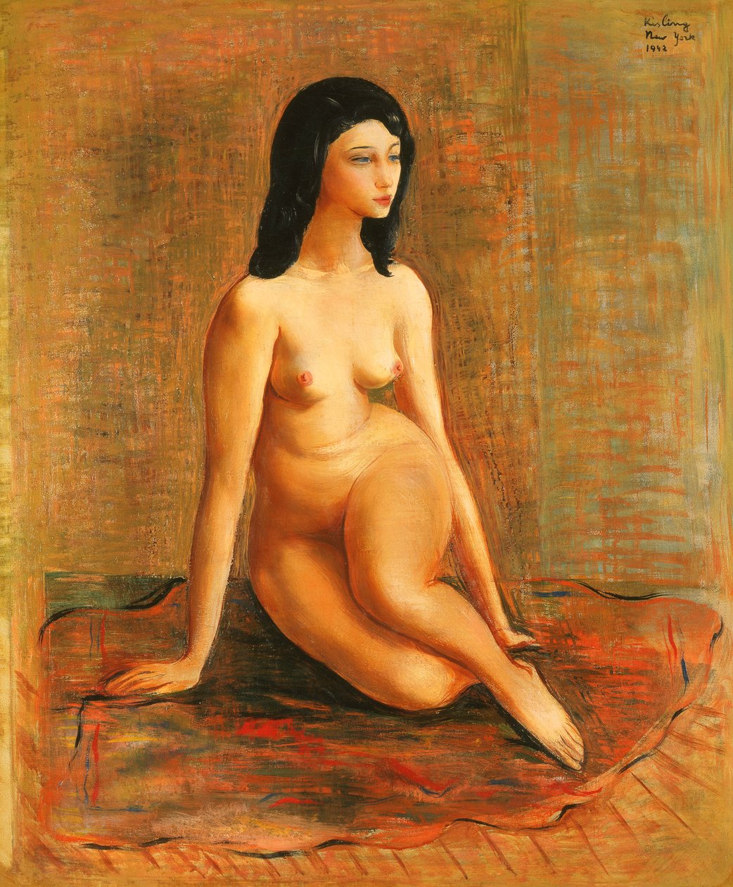 裸体坐姿；Nu Assis 作者 莫伊斯·基斯林