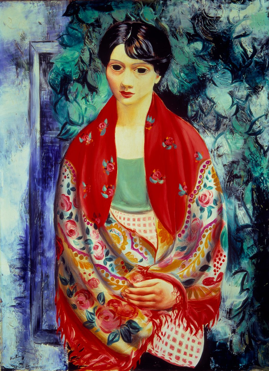波兰女孩，20 世纪（布面油画） 作者 莫伊斯·基斯林