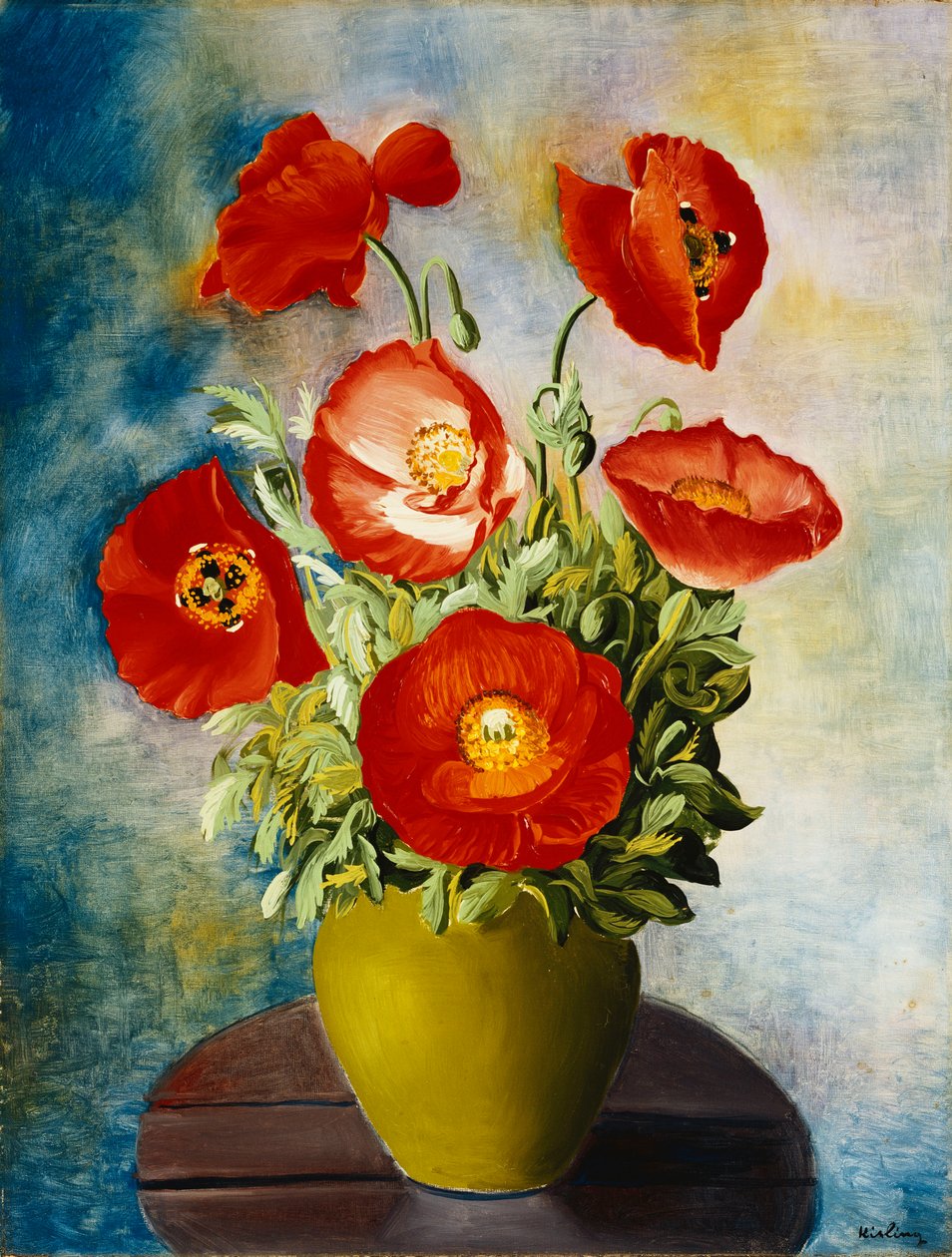 花瓶中的罂粟花；Coquelicots dans un Vase 作者 莫伊斯·基斯林