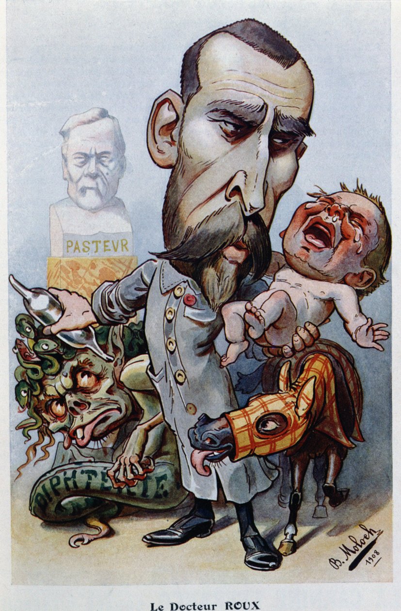 Emile Roux博士（1853-1933）和Diphtheria，来自&39;Chanteclair&39;，1908年 作者 主宰