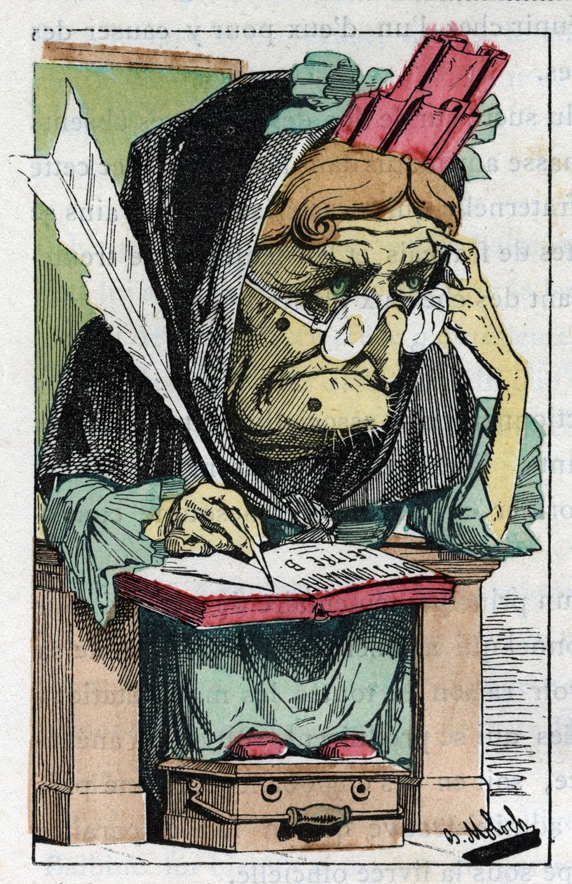 Touchatout的 "Le Trombinoscope "中的法国学院的寓意，B. Moloch于1882年创作的漫画（1849-1909）。私人收藏。 作者 主宰