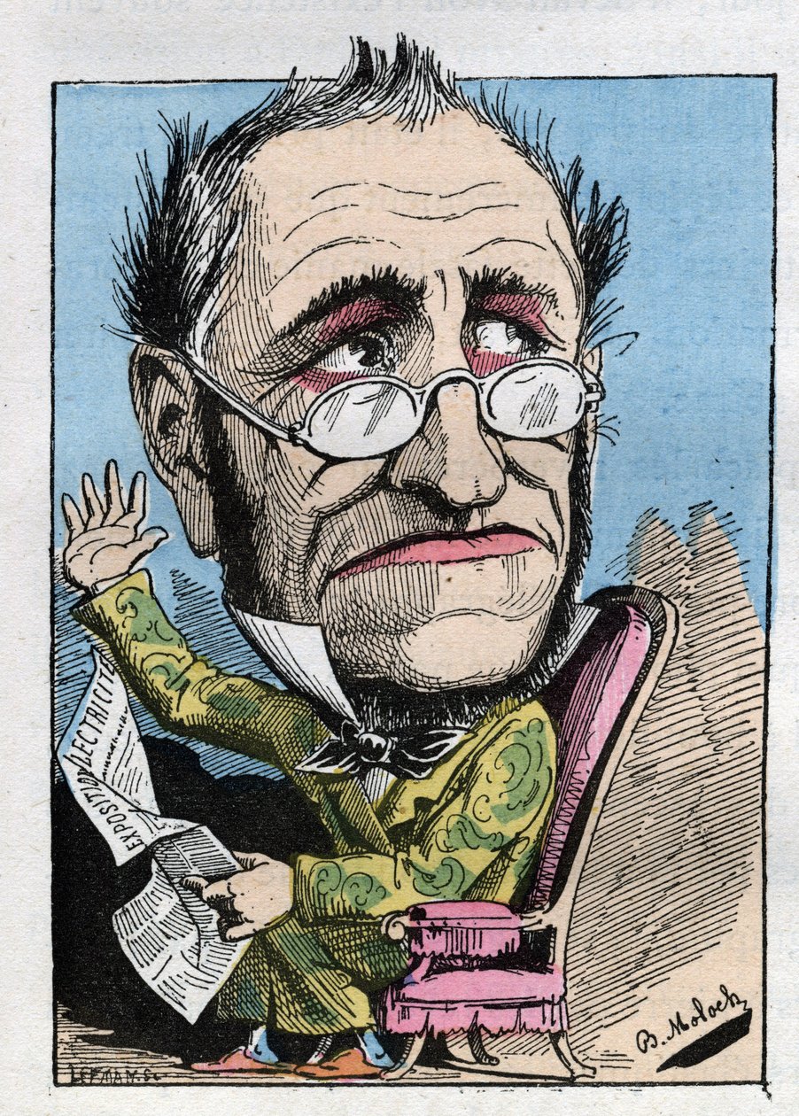 Touchatout的 "Le Trombinoscope "中一个19世纪馆长的寓言，B. Moloch于1882年（1849-1909）创作的漫画。私人收藏。 作者 主宰