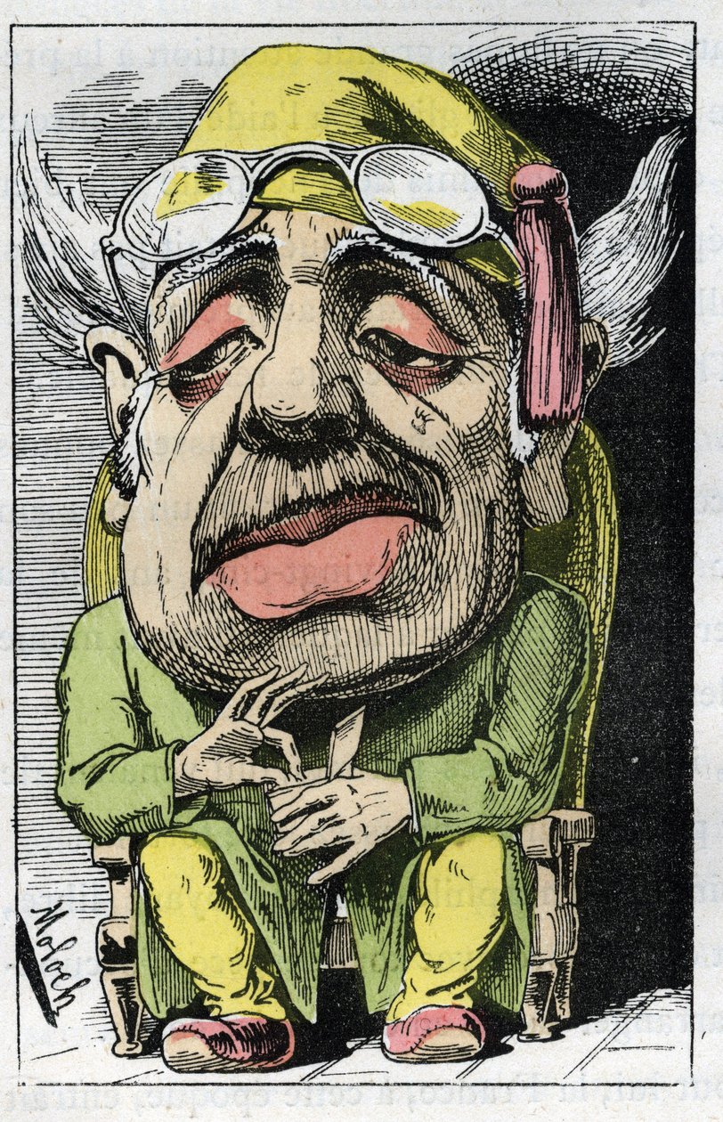 Touchatout的 "Le Trombinoscope "中19世纪绿帽子的寓意，B. Moloch1882年（1849-1909）的漫画。私人收藏。 作者 主宰