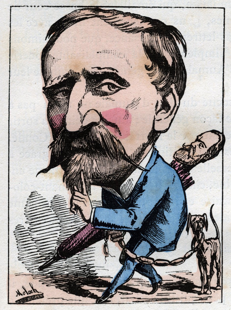 奥马尔公爵亨利-德奥尔良（1822-1897）的肖像，军事和政治家，在Touchatout的 "Le Trombinoscope "中，B. Moloch于1882年创作的漫画（1849-1909）。私人收藏。 作者 主宰