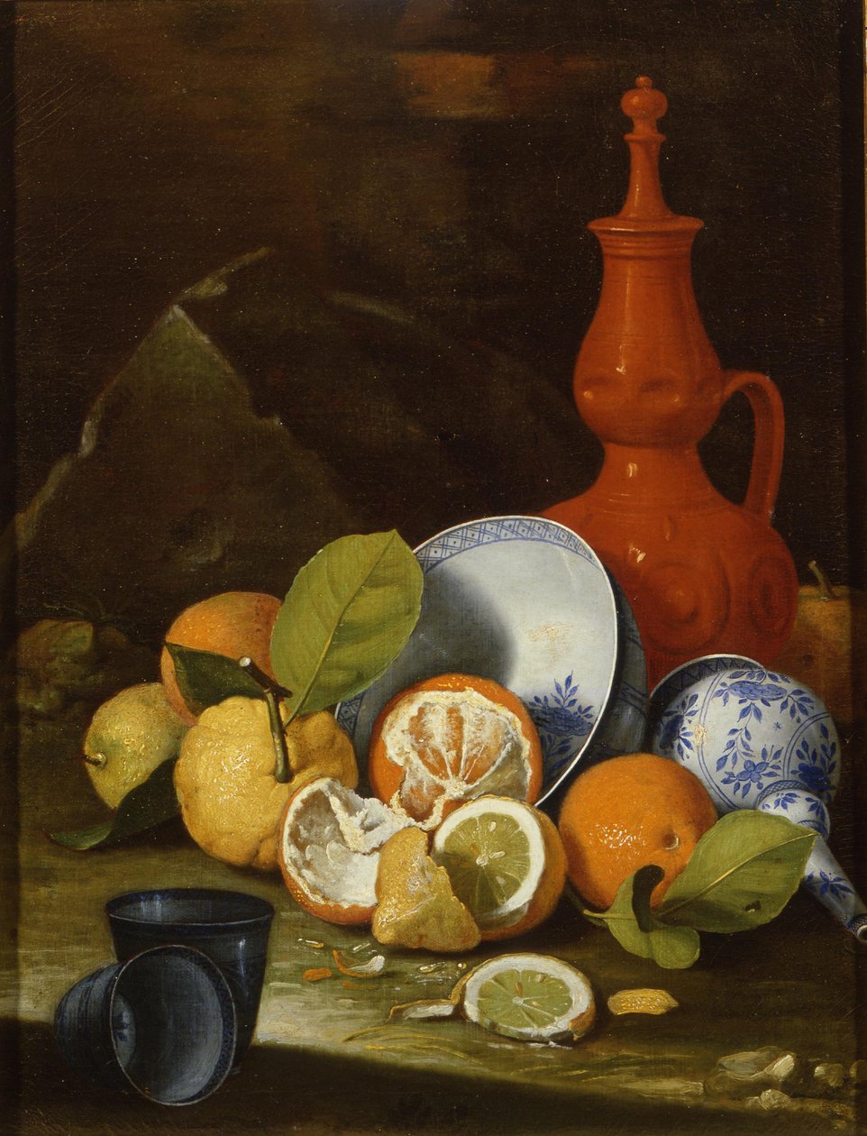 Bucchero，瓷器，橙子和柠檬，1706年 作者 莫纳里