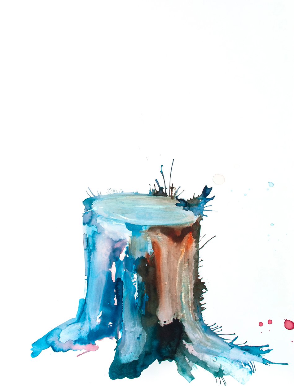 蓝芽，2020 年（博金福纸上的墨水、甜菜汁和水彩画） 作者 莫妮卡·佩雷斯·维加