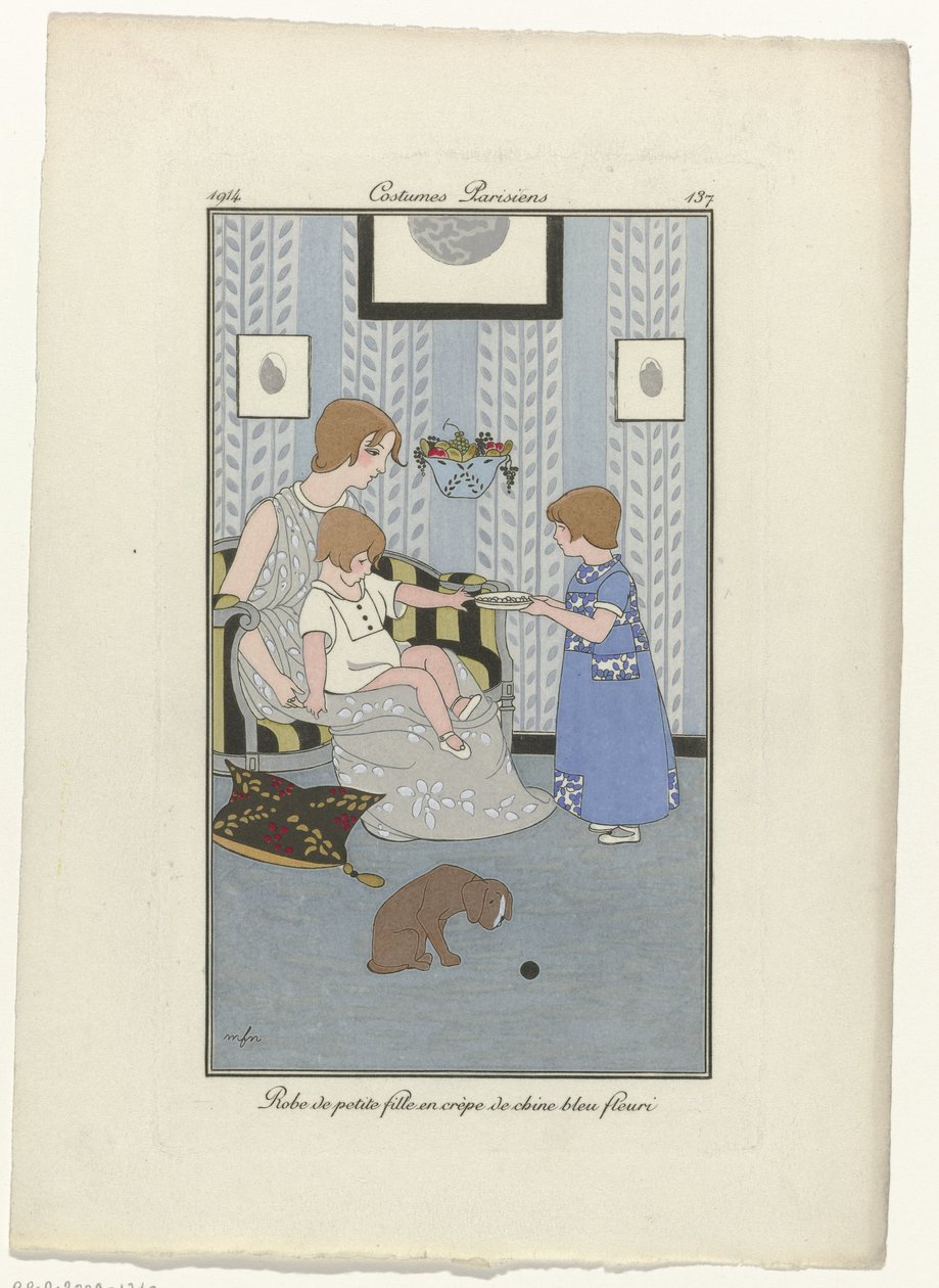 Journal des Dames et des Modes，巴黎服装，1914 年，第 137 期：小女孩的连衣裙 (...) 作者 字母组合雾 MFN