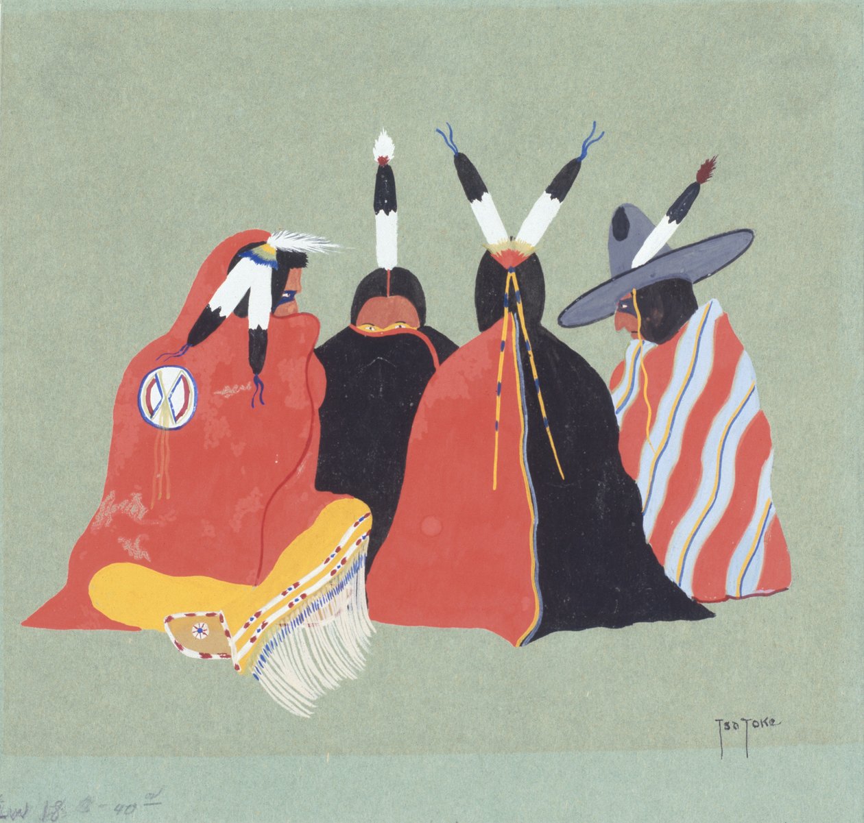 Kiowa Making Medicine，1929（纸上蛋彩画） 作者 梦露·沙托克