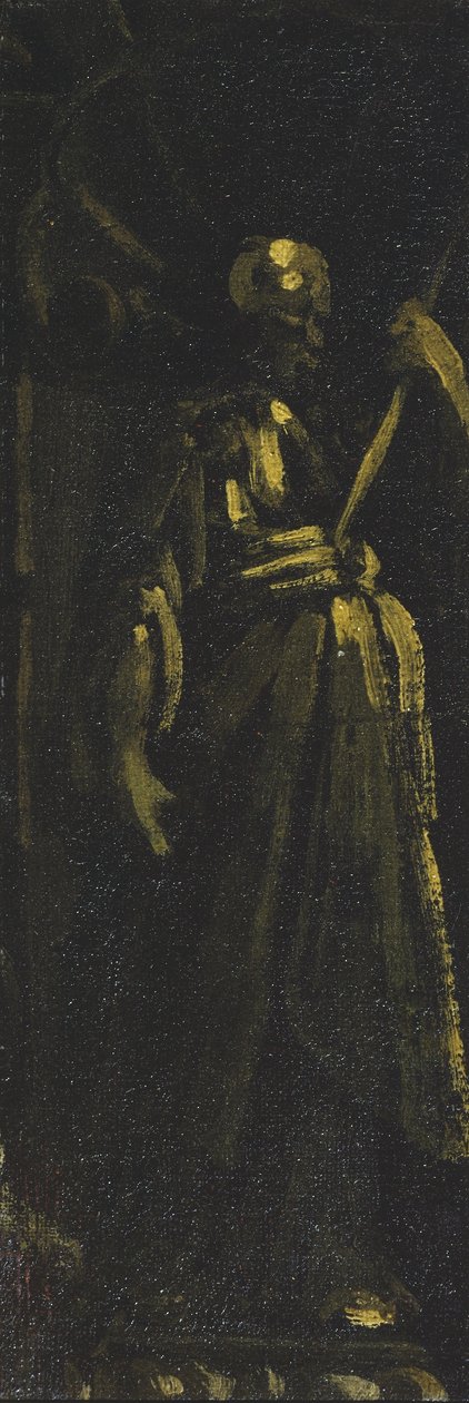 站在壁龛里的圣徒（片段），约1610-40（布面油画）。 作者 Monsu Desiderio