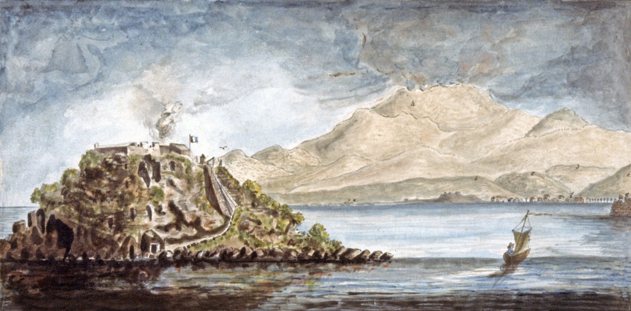 马提尼克岛。 法兰西堡景观，c.1810-1815（水彩画） 作者 莫罗·德·琼斯