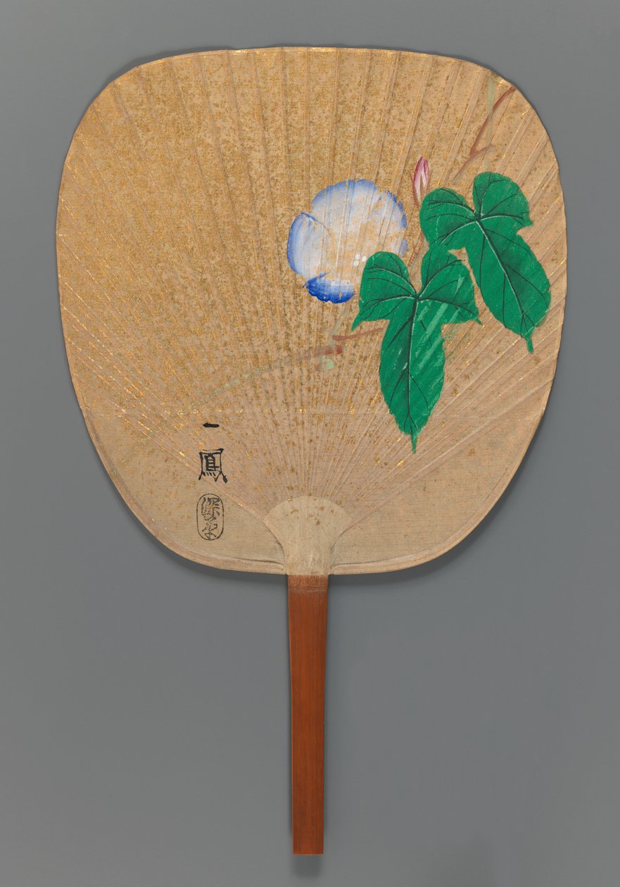 牵牛花（正面），1870年（墨水，颜色和金色斑点在纸上） 作者 森一波