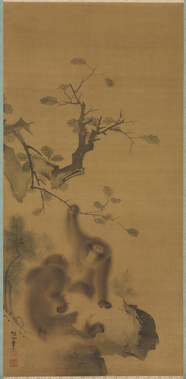 岩石壁架上的猴子，1615-1868年。 作者 森创泉
