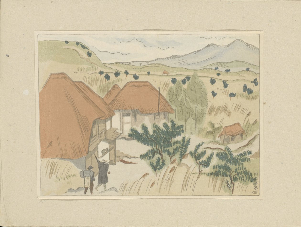 川上温泉
川上温泉（实物标题）
第二部分，会津地区（系列名称）
Dai nishû，会津之布（系列名称）
日本风景版画（系列名称）
Nihon fûkei hanga（系列名称） 作者 森田常友