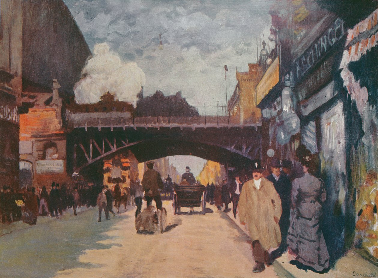 柏林街：位于Georgenstrasse拐角处的Friedrichstrasse，c.1900 作者 莫里兹·科舍尔