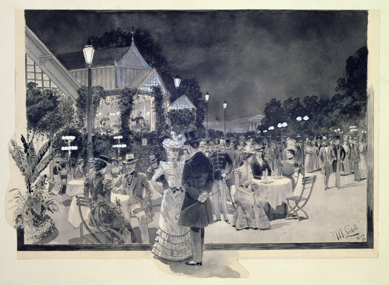 在公共花园，维也纳，1893年（wc） 作者 莫里兹·莱德利（Moritz Ledeli）
