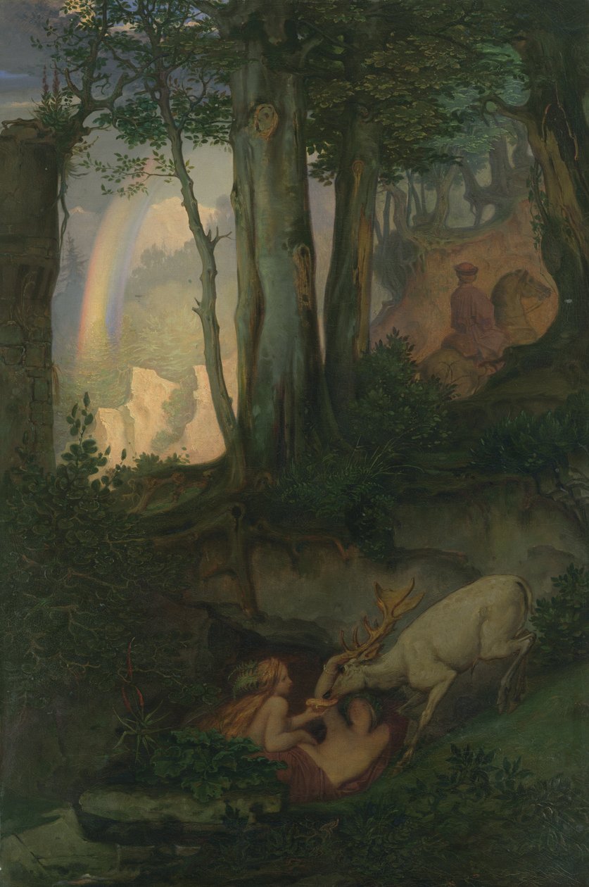 浇灌雄鹿的Waternymphs，c.1844-47 作者 莫里茨·路德维希·冯·施温德