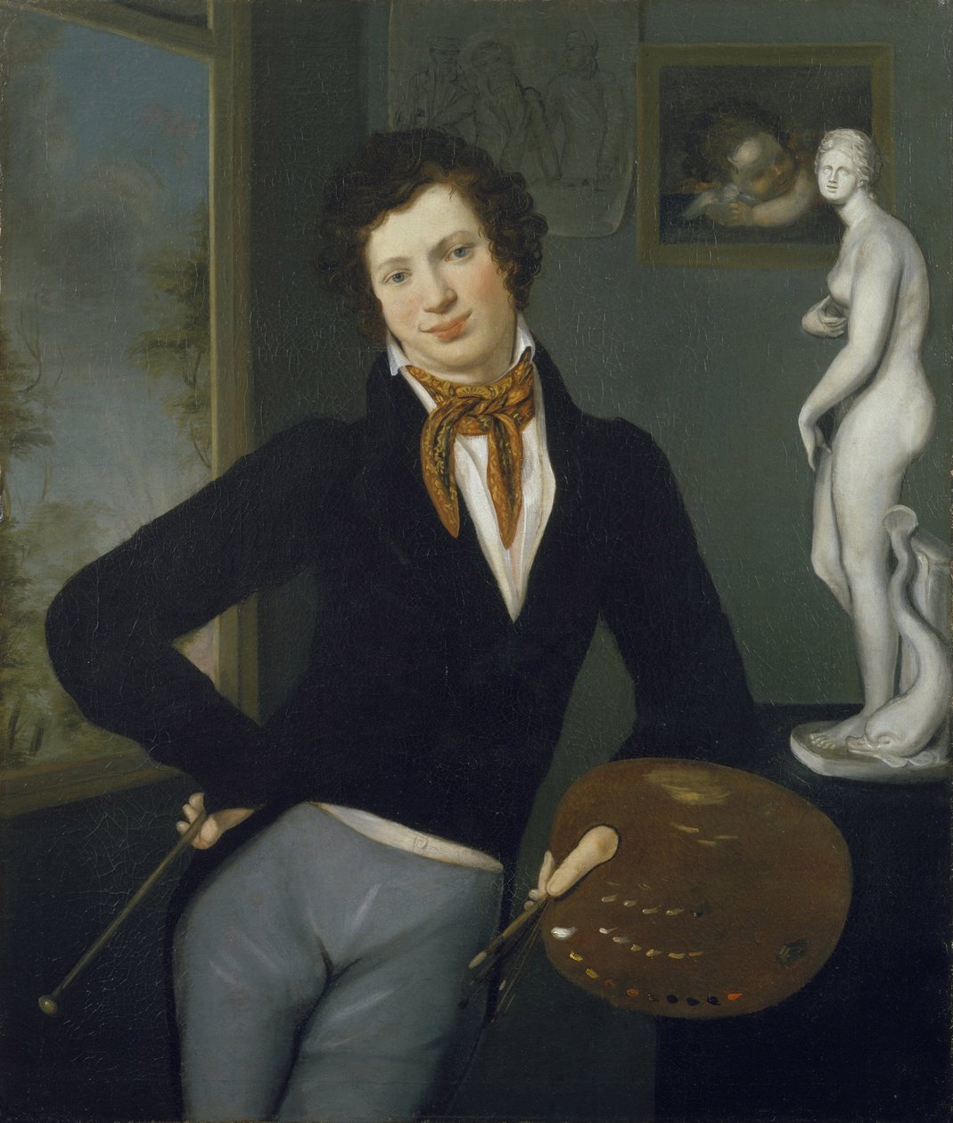 “自画像”（自画像）Peinture de Moritz Daniel Oppenheim (1800-1882) 1815-1816 - 布面油画 - 暗色 98,3x83,5 cm 纽约犹太博物馆 作者 莫里茨·丹尼尔·奥本海姆