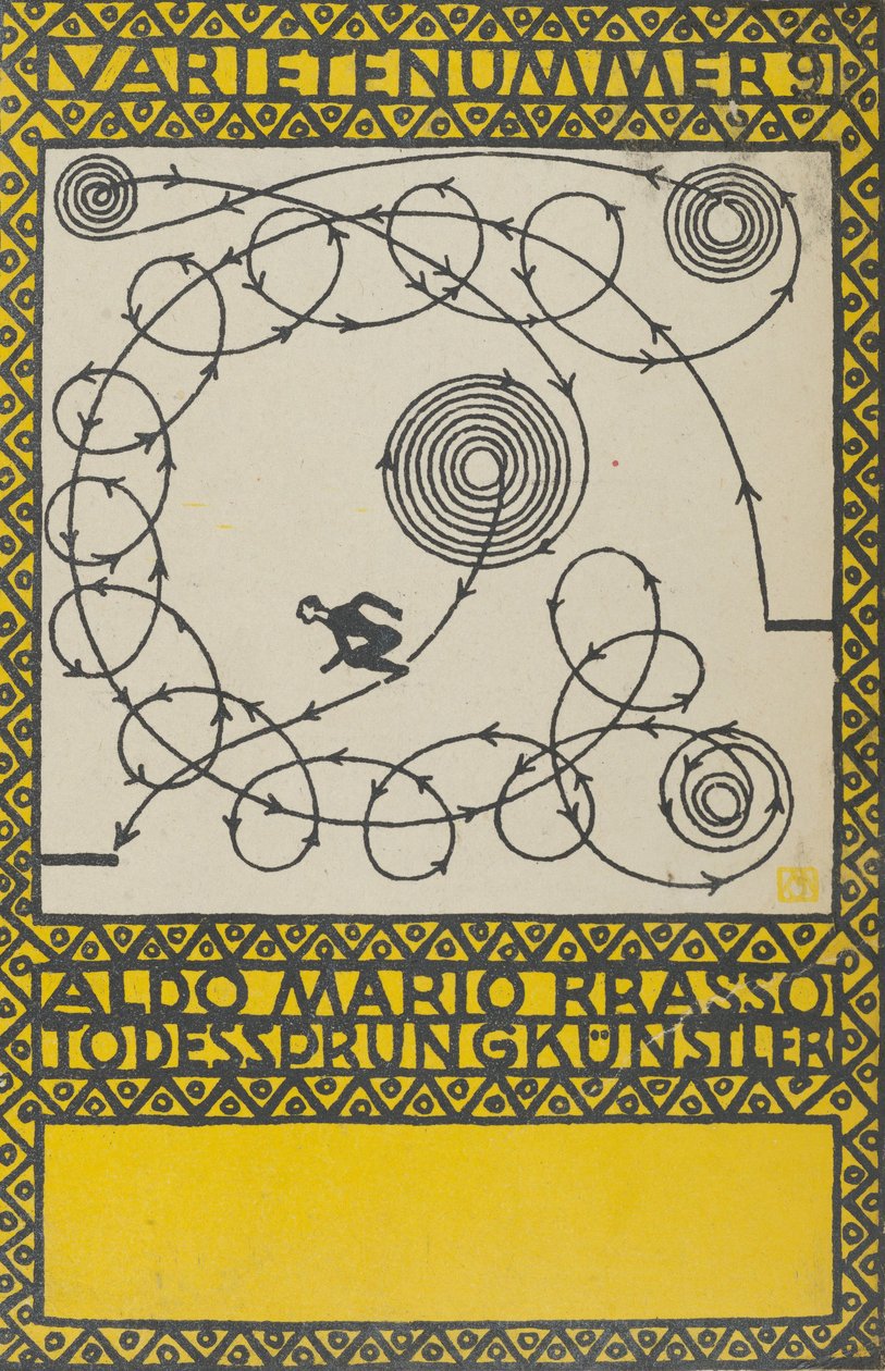 Variety Act 9: Aldo Mario Brasso, Leap of Death Artist Varietenummer 9: Aldo Mario Bras..., 1907. 作者 莫里茨荣格