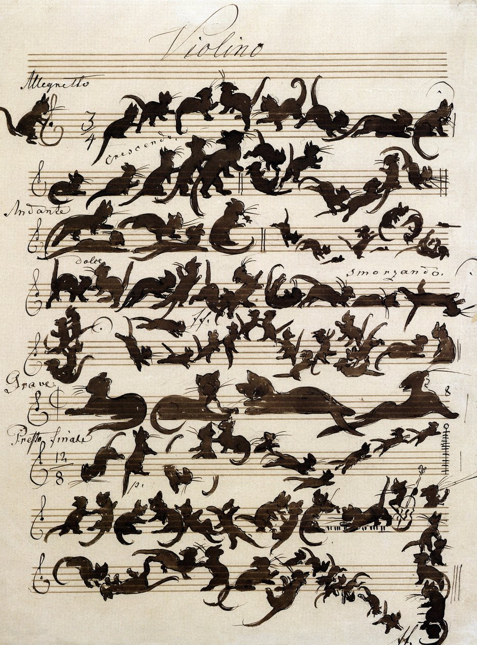 莫里茨-冯-施温德于1868年绘制的《猫的交响曲》。 卡尔斯鲁厄国家美术馆。 作者 莫里茨·路德维希·冯·施温德