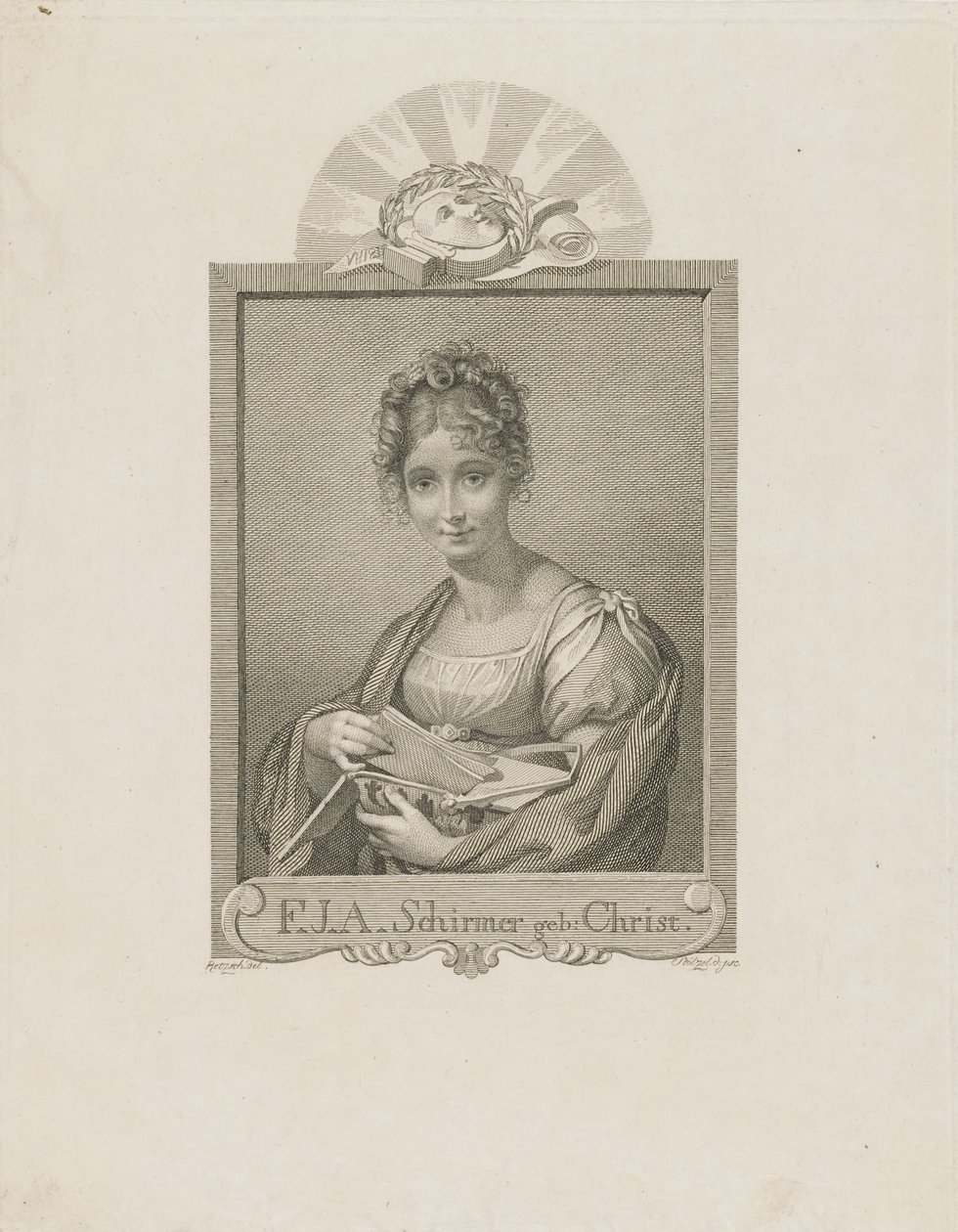 女演员弗雷德里克·席默（Friederike Schirmer）的画像，内伊·基督1785-1833年，c。 1830年。 作者 莫里兹·雷茨奇（Moritz Retzsch）