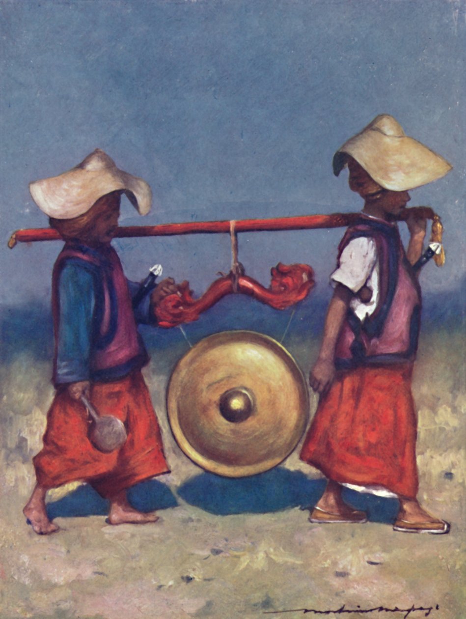 扛着铜锣的掸族人》，1903年 作者 莫蒂默·卢丁顿·门佩斯