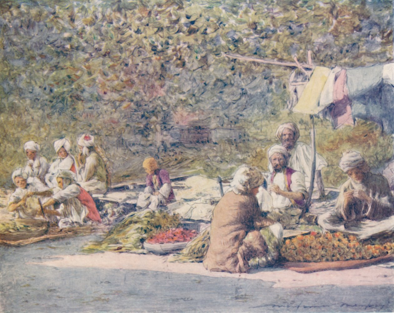 蔬菜市场，白沙瓦，1905年 作者 Mortimer Ludington Menpes