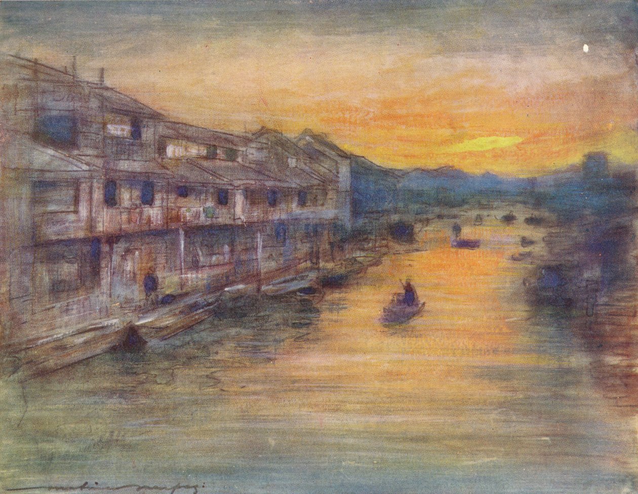 大阪大运河上，大约1887年，1901年 作者 Mortimer Ludington Menpes