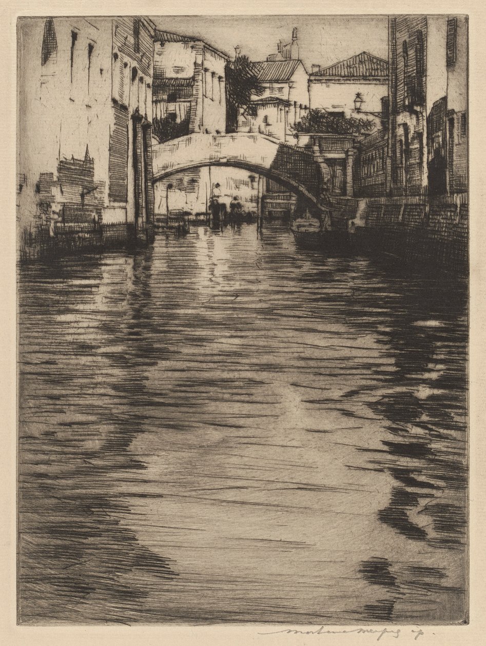 倒影，威尼斯（卢西亚诺桥，大运河） 作者 Mortimer Menpes
