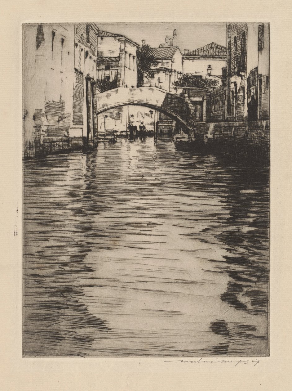 倒影，威尼斯（卢西亚诺桥，大运河） 作者 Mortimer Menpes