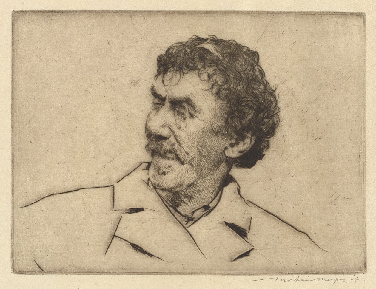惠斯勒，向右看，单片眼镜左眼 作者 Mortimer Menpes