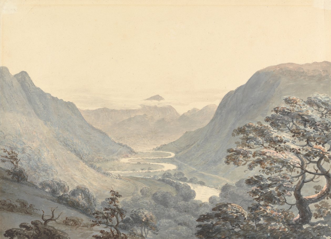 美丽的山谷和莫达赫河 (Merionethshire) 作者 摩西·格里菲斯（Moses Griffith）