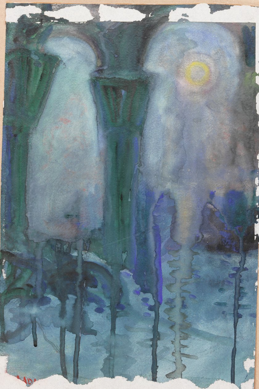 威尼斯夜景（纸面水彩画） 作者 摩西·亚当斯