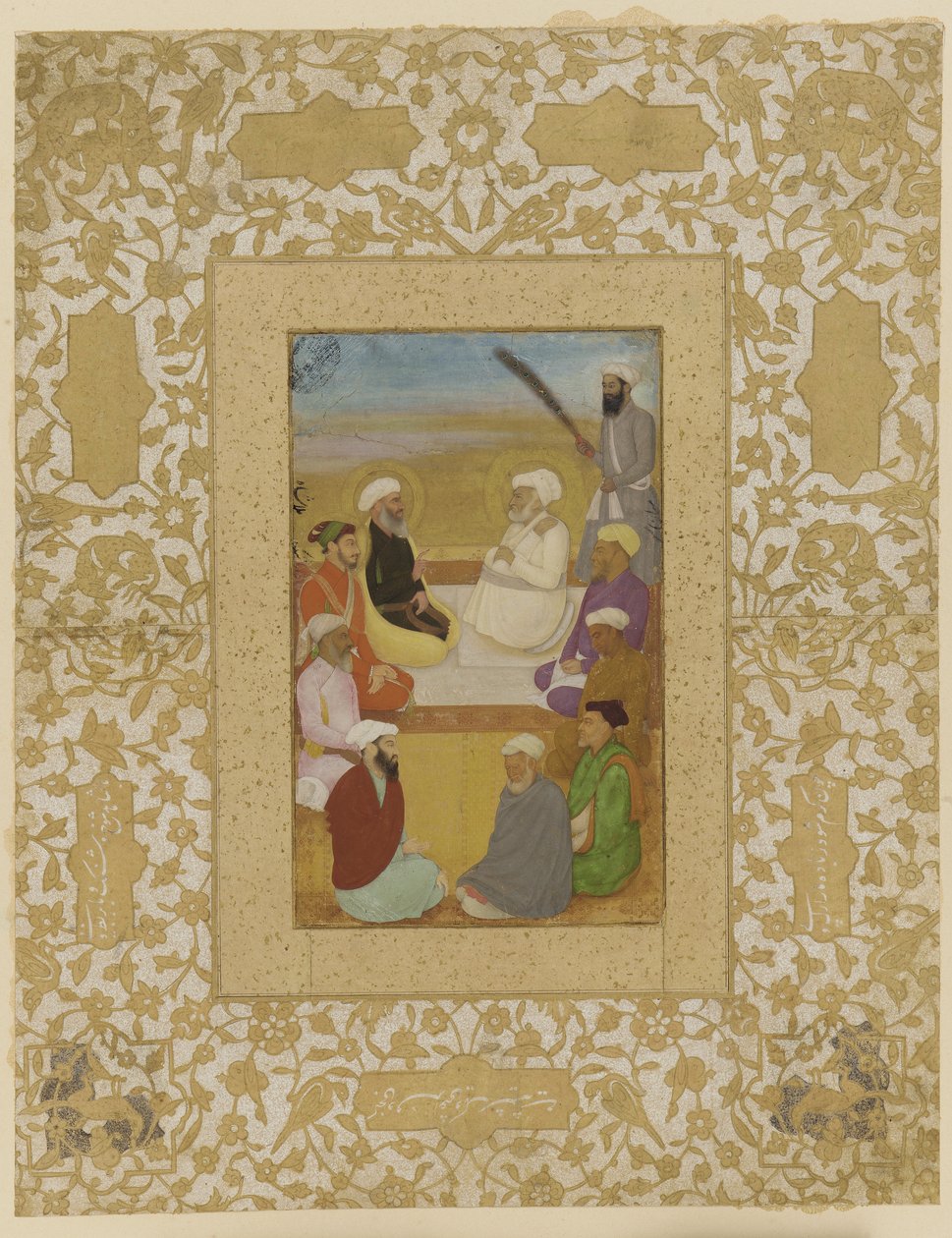 Dara Shikoh与Mian Mir和Mulla Shah，独立专辑对开，绘画，c.1640 作者 莫卧儿学校