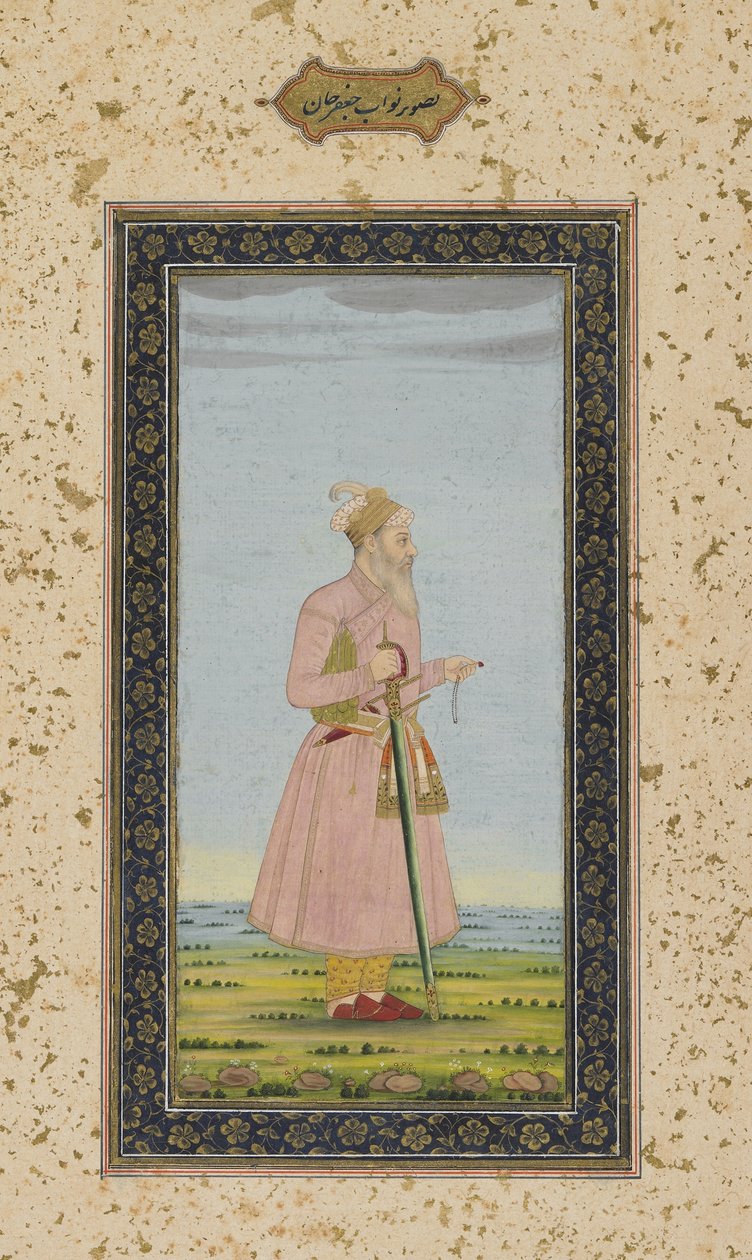Nawab Ja“来自Impey专辑的远汗，独立的手稿对开，1770年 作者 莫卧儿学校