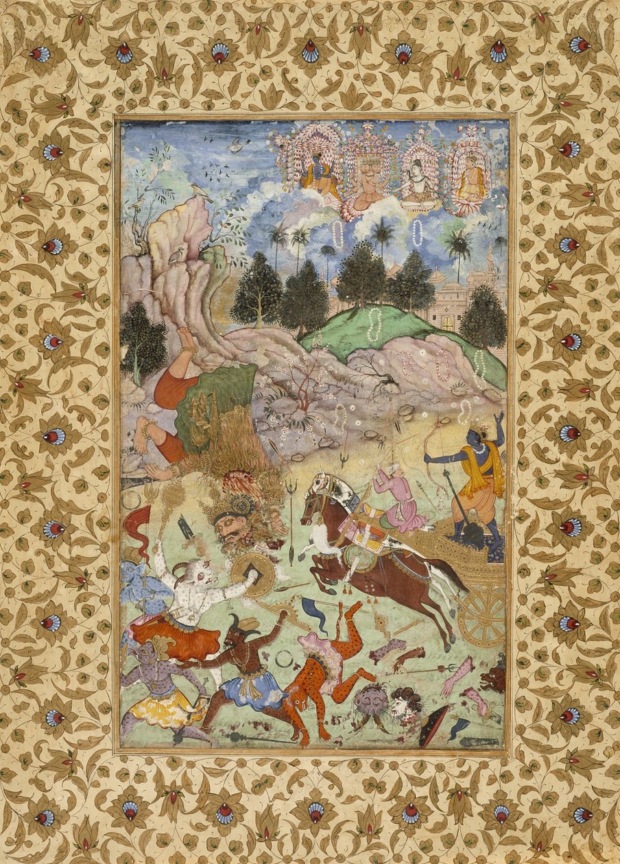 Pradyumna杀死Samvara，见1585-90 作者 莫卧儿学校