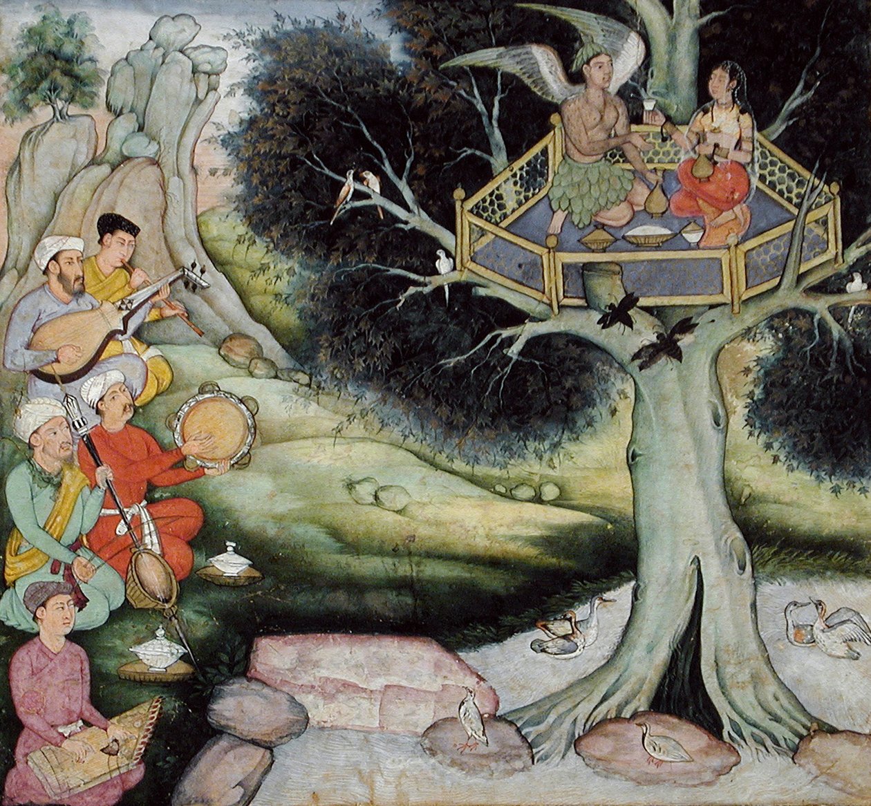 1590年，Somaprabha和天体若虫听音乐 作者 莫卧儿学校