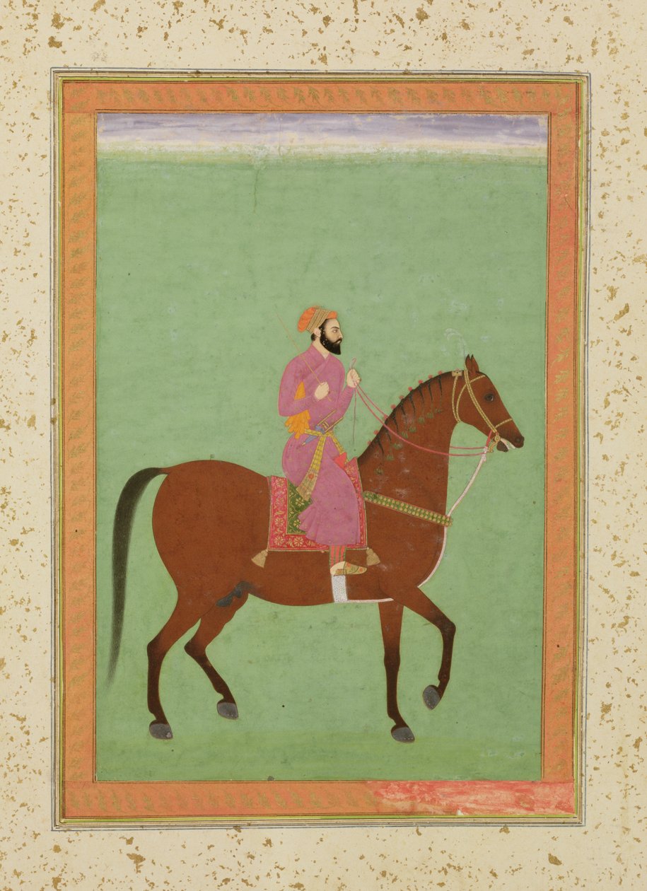 骑马的Mughal Amir，c.1670-80，来自Large Clive专辑 作者 莫卧儿学校