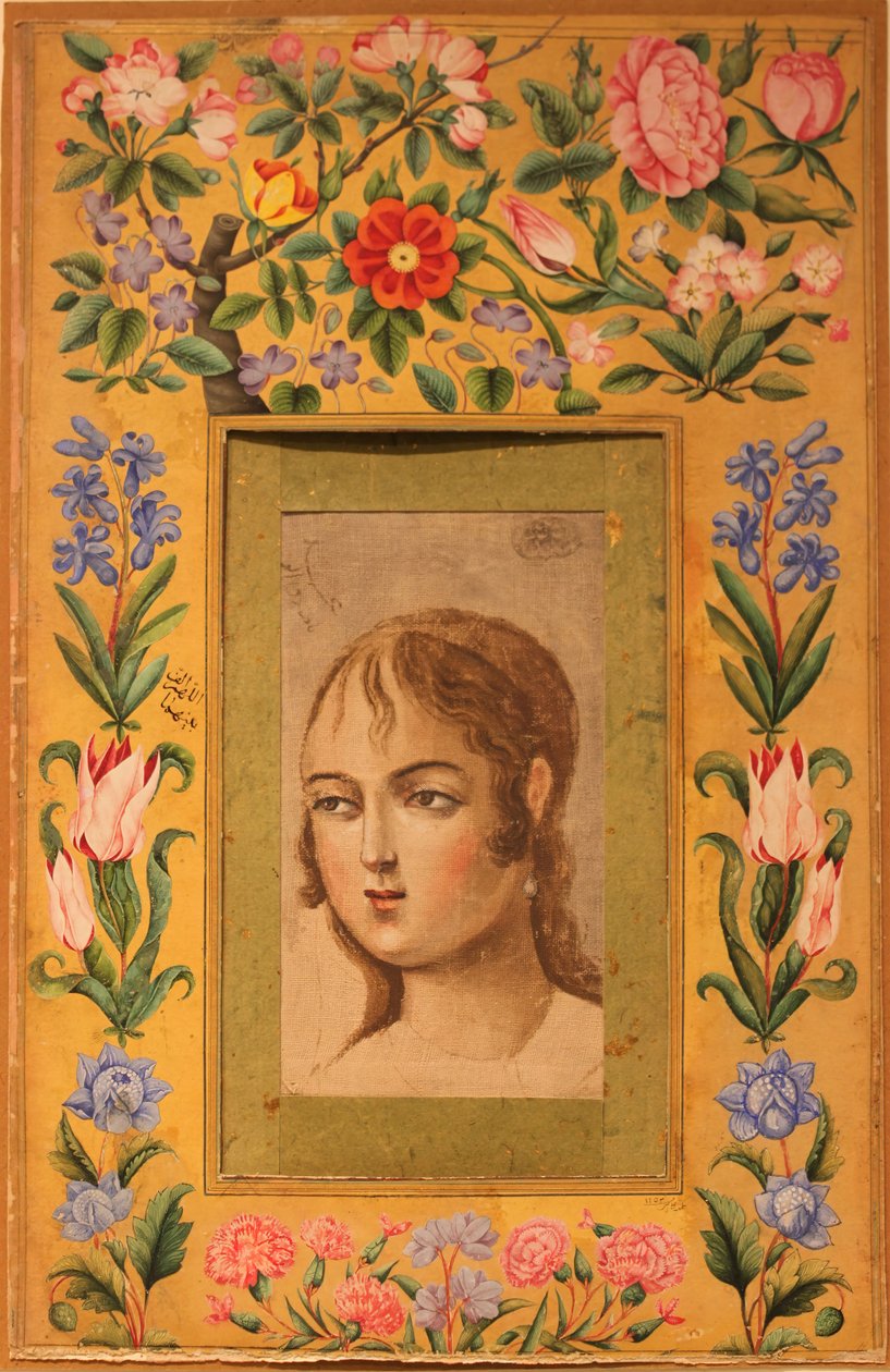 年轻美女画，伊朗，1740-50年代。 作者 穆罕默德·萨迪克（Muhammad Sadiq）