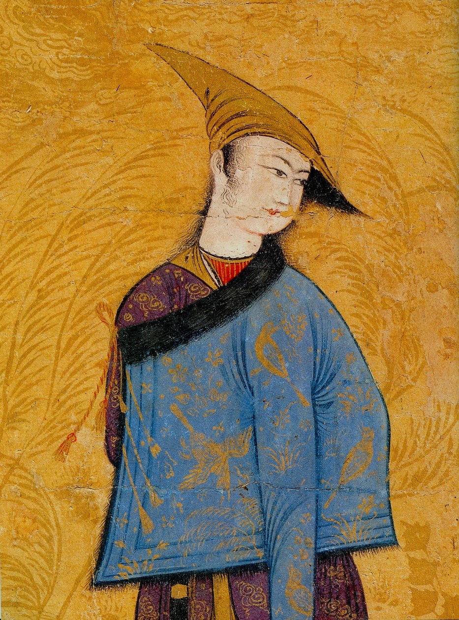 1640年代，青年在他的肩膀上穿了带毛皮衬里的短外套。 作者 穆罕默德·优素福（Muhammad Yusuf）