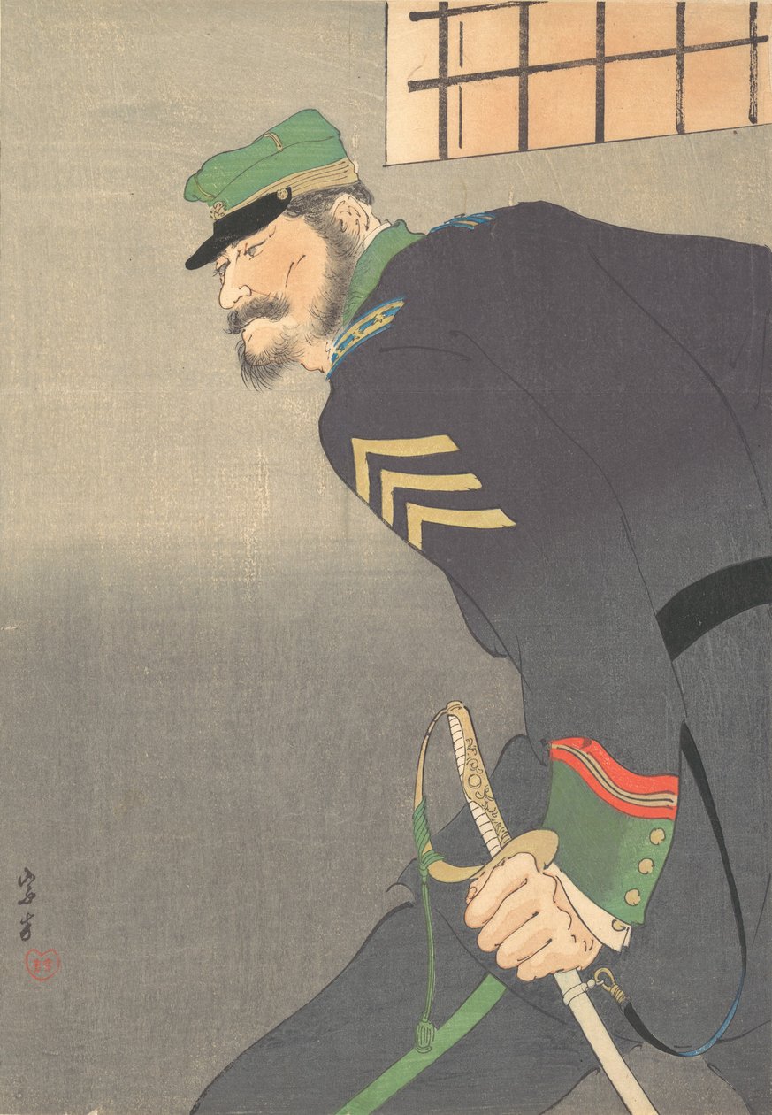 印刷品，[带剑的士兵]，约1906年。 作者 宗像