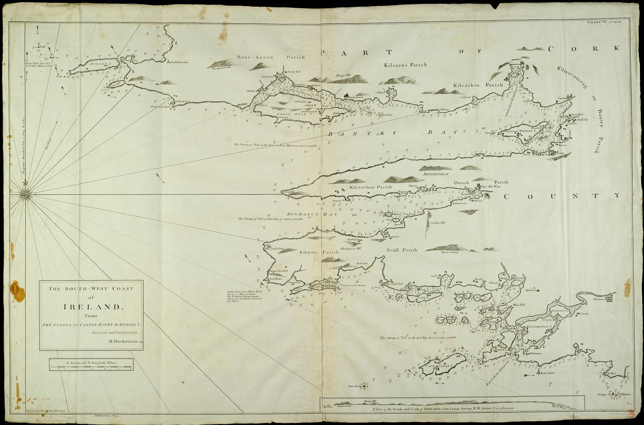 M. Mackenzie Sen 1775 年勘测和导航的爱尔兰西南海岸，从 Castle Haven 的 Staggs 到 Dursey I。 作者 默多克和鲍文·托马斯高级 (fl.1775) 麦肯齐